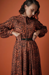 PRINTED MIDI DRESS